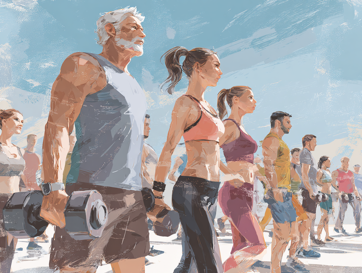 Активні люди під час тренування